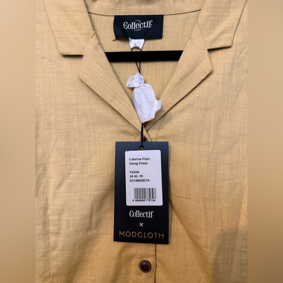 Collectif Cherish Era x Modcloth Vintage Style Yellow Midi Shirt Dress - Picture 4 of 4